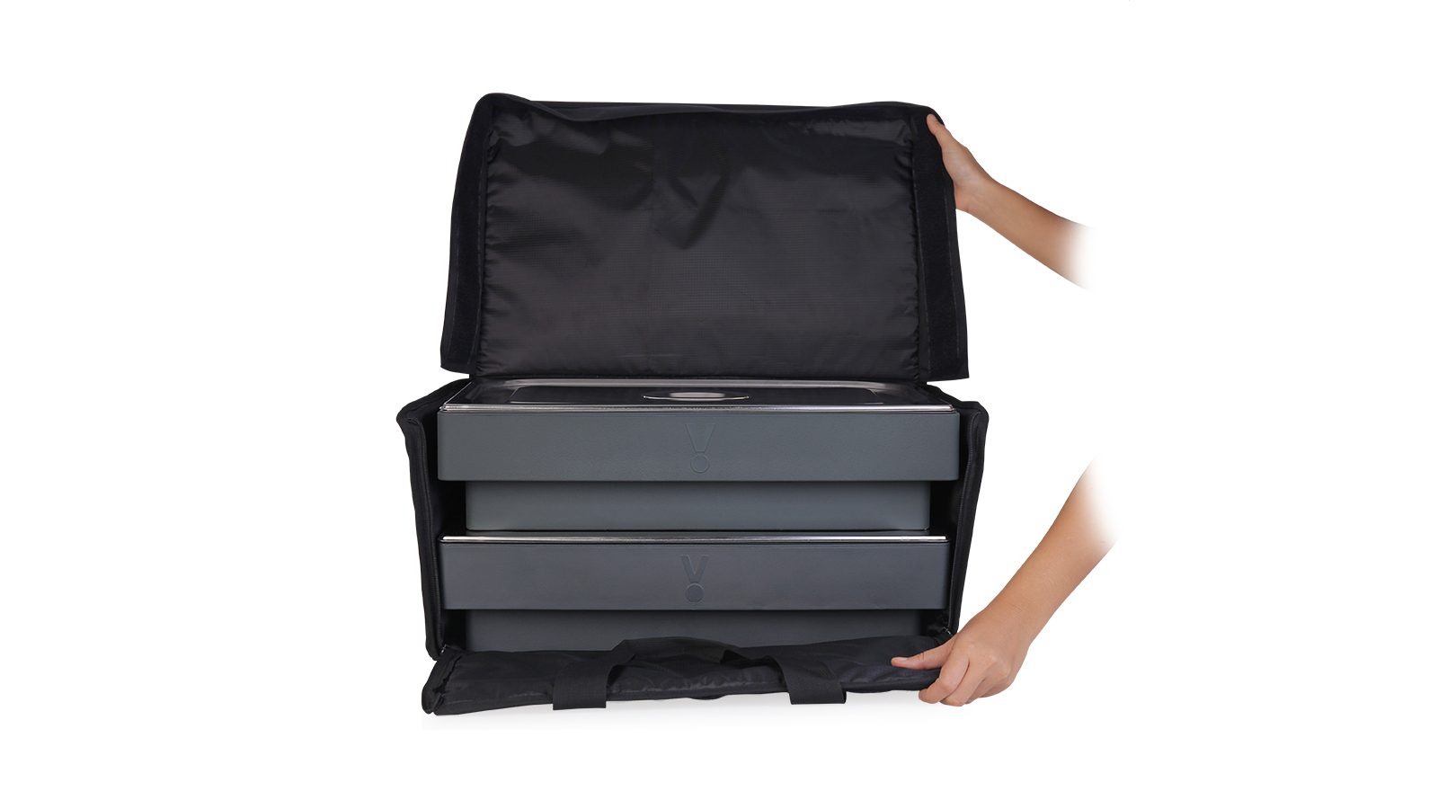 Open black GN 1/1 VIDACASA carrier bag